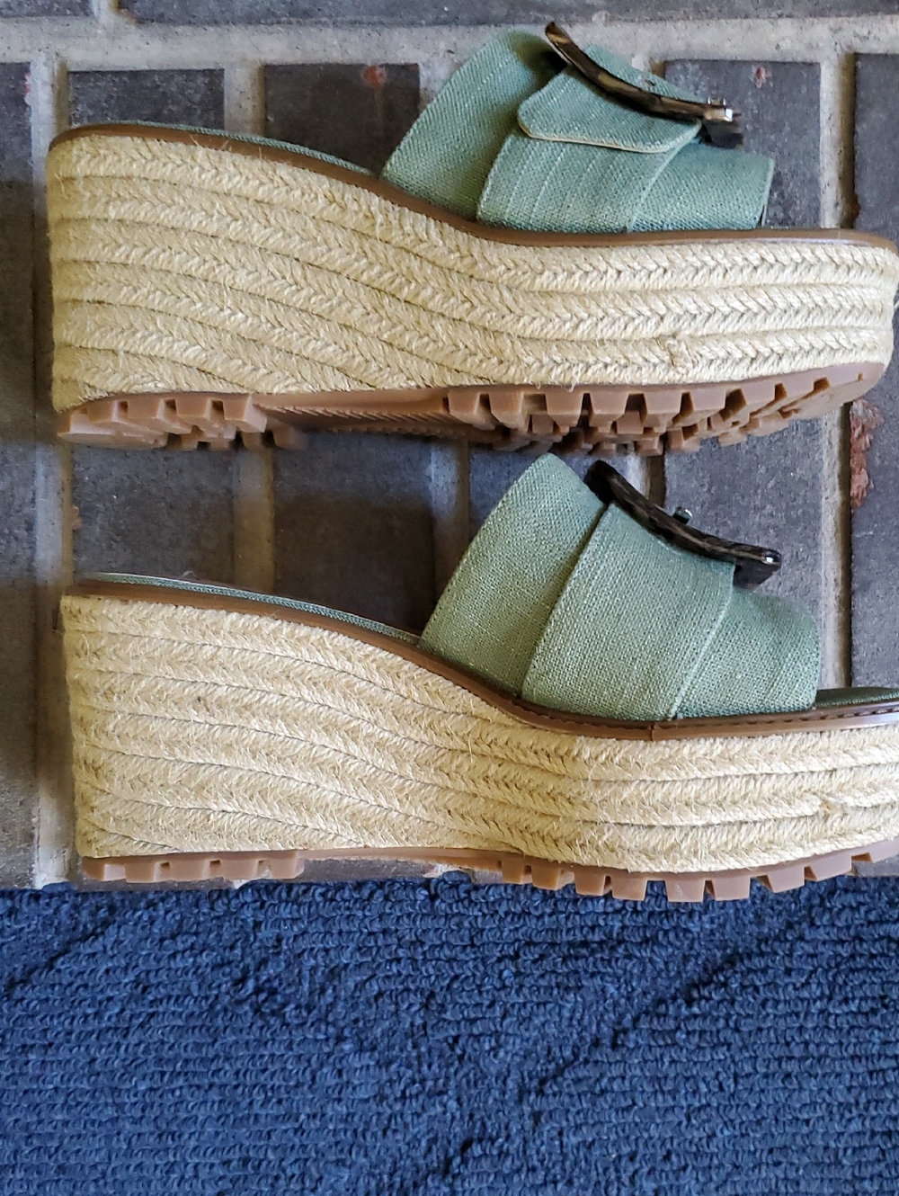 Sam Edelman Women's NIB Livi Jade Linen Platform Sandals Size 10 - Picture 3 of 7
